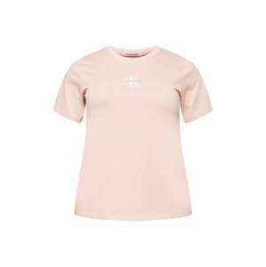 Calvin Klein Jeans Curve Póló  sötét bézs / fáradt rózsaszín / fehér