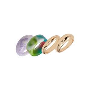 Monki Gyűrűk 'Pim'  arany / világosszürke / zöld / lila / pasztellila