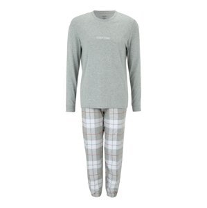 Calvin Klein Underwear Hosszú pizsama  rozsdabarna / világosszürke / szürke melír / fehér