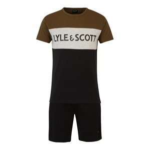 Lyle & Scott Rövid pizsama 'STEVEN'  fekete / szürke melír / barna