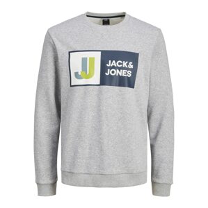 JACK & JONES Tréning póló 'Logan'  tengerészkék / szürke melír / nád / fehér