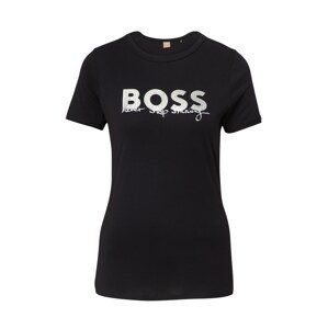 BOSS Orange Póló 'Elogo'  fekete / ezüst / fehér