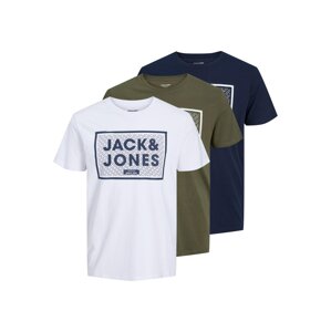 Jack & Jones Plus Póló 'Harrison'  tengerészkék / olíva / fehér