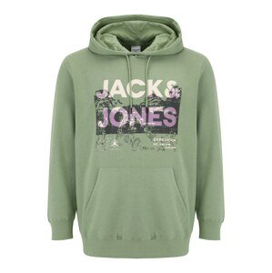 Jack & Jones Plus Tréning póló  zöld / lila / fekete / fehér
