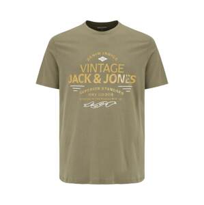 Jack & Jones Plus Póló 'BLUBOOSTER'  olíva / sáfrány / fehér