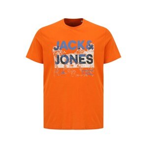 Jack & Jones Plus Póló 'COTREK'  narancs / kék / fehér / tengerészkék