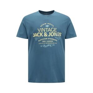 Jack & Jones Plus Póló 'BOOSTER'  tengerészkék / világos sárga / világoskék