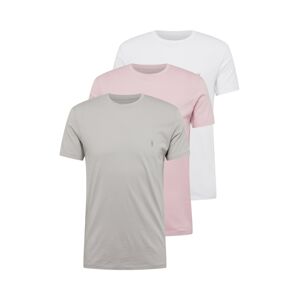 AllSaints Póló  fehér / füstszürke / világos-rózsaszín