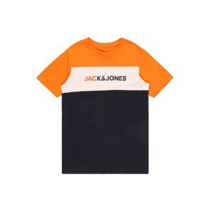 Jack & Jones Junior Póló 'FINN'  narancs / tengerészkék / piszkosfehér