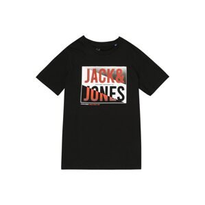 Jack & Jones Junior Póló 'SCOTT'  szürke melír / narancs / fekete / fehér