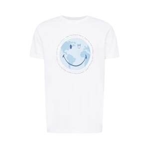 KnowledgeCotton Apparel Póló 'SMILEY™'  fehér / kék / tengerészkék