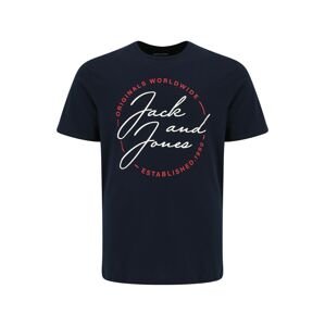 Jack & Jones Plus Póló 'JERRYS'  tengerészkék / fehér / piros