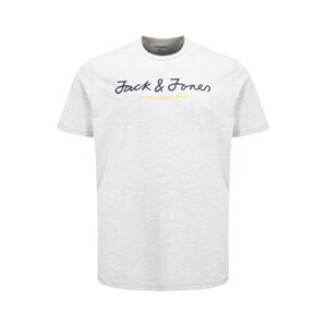 Jack & Jones Plus Póló 'BERG'  világosszürke / fekete / sárga