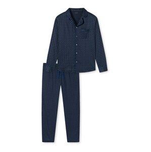 SCHIESSER Hosszú pizsama  neonkék / sötétkék / szürke / fehér
