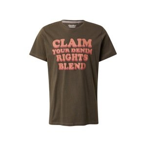 BLEND Póló  khaki / őszibarack / világos-rózsaszín