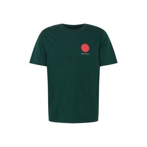 EDWIN Póló 'Japanese Sun'  sötétzöld / világospiros / fehér