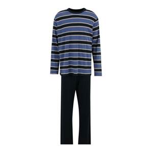 SCHIESSER Hosszú pizsama  kék / tengerészkék / barna / fehér