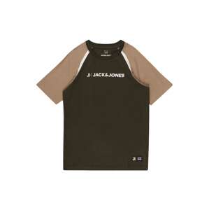 Jack & Jones Junior Póló 'LOGAN'  világosbarna / sötétzöld / fehér