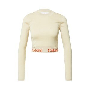 Calvin Klein Jeans Pulóver 'Intarsia'  világos bézs / narancs