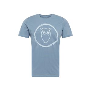 KnowledgeCotton Apparel Póló 'Owl'  világoskék / fehér