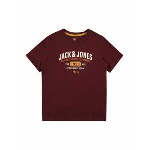 Jack & Jones Junior Póló 'STAMP'  borvörös / aranysárga / fehér