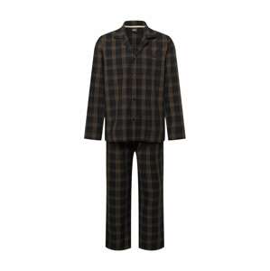 BOSS Black Hosszú pizsama 'Urban'  teveszín / világoskék / fekete