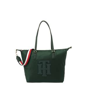 TOMMY HILFIGER Shopper táska 'Poppy'  sötétzöld / piros / fekete / fehér