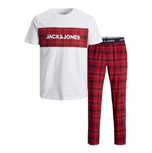 JACK & JONES Hosszú pizsama 'TRAIN'  sötétkék / rubinvörös / fehér