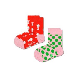 Happy Socks Zokni  fűzöld / világos-rózsaszín / piros / fehér