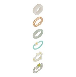 PIECES Gyűrűk 'LILI'  azúr / arany / pasztellzöld / gyöngyház-fehér