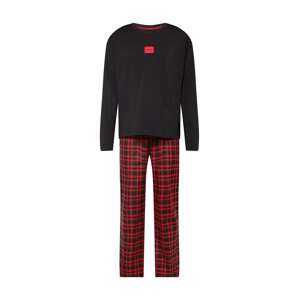 HUGO Hosszú pizsama  piros / fekete