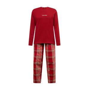 Calvin Klein Underwear Hosszú pizsama  bézs / piros / fehér