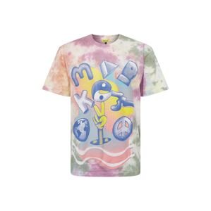 MARKET Póló 'Digital Peace'  kék / khaki / őszibarack / fáradt rózsaszín