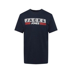 JACK & JONES Póló  tengerészkék / rikító piros / fehér