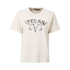 Nasty Gal Oversize póló 'Texas'  bézs / fekete / fehér