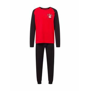 BOSS Black Hosszú pizsama  szürke / piros / fekete