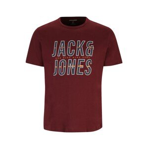 Jack & Jones Plus Póló 'XILO'  antracit / narancs / borvörös / fehér
