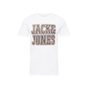 JACK & JONES Póló  éjkék / konyak / fehér
