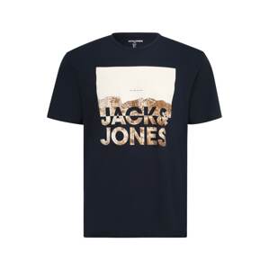 Jack & Jones Plus Póló 'ALFIE'  bézs / tengerészkék / barna