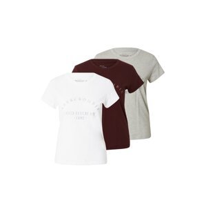 Abercrombie & Fitch Póló  szürke melír / burgundi vörös / fehér