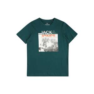 Jack & Jones Junior Póló 'ALFIE'  sötétzöld / narancs / fekete / fehér