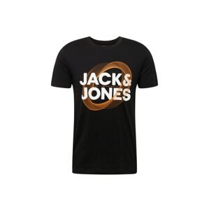 JACK & JONES Póló 'LUCA'  narancs / fekete / fehér