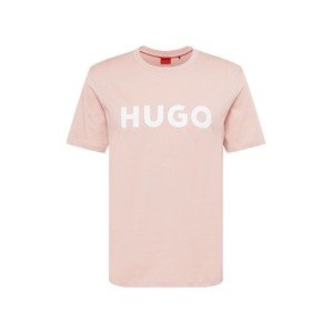 HUGO Póló 'Dulivio'  pasztell-rózsaszín / fehér