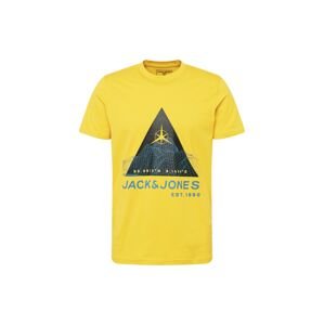 JACK & JONES Póló 'MAPPING'  kék / sárga / fekete