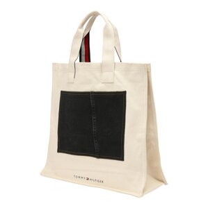 Tommy Jeans Shopper táska  világosszürke / piros / fekete farmer / fehér