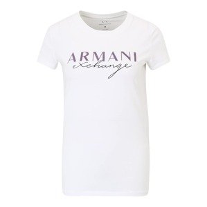 ARMANI EXCHANGE Póló  sötétlila / fekete / fehér