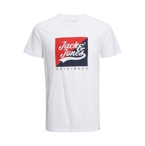 JACK & JONES Póló 'Beckss'  piros / fekete / fehér
