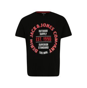Jack & Jones Plus Póló 'Andy'  piros / fekete / fehér