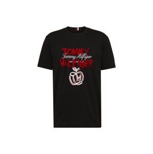 TOMMY HILFIGER Póló 'POP'  őszibarack / piros / fekete / fehér