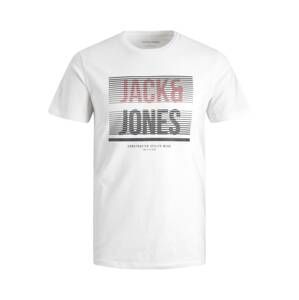 JACK & JONES Póló 'Brix'  piros / fekete / fehér
